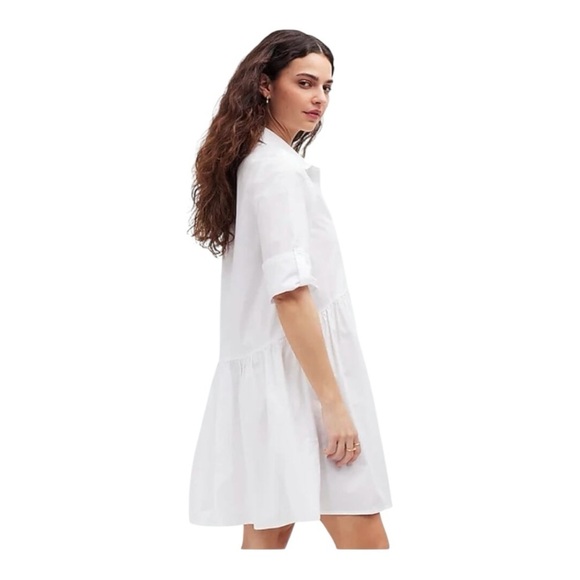 Madewell Button-Front Mini Shirtdress in Poplin in Crisp White NEW Size Small - Picture 3 of 12